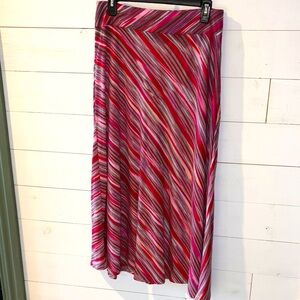 Vibrant Pink Stripe A-Line Swing Skirt by Basic Editions Soft Jersey Women’s S/M